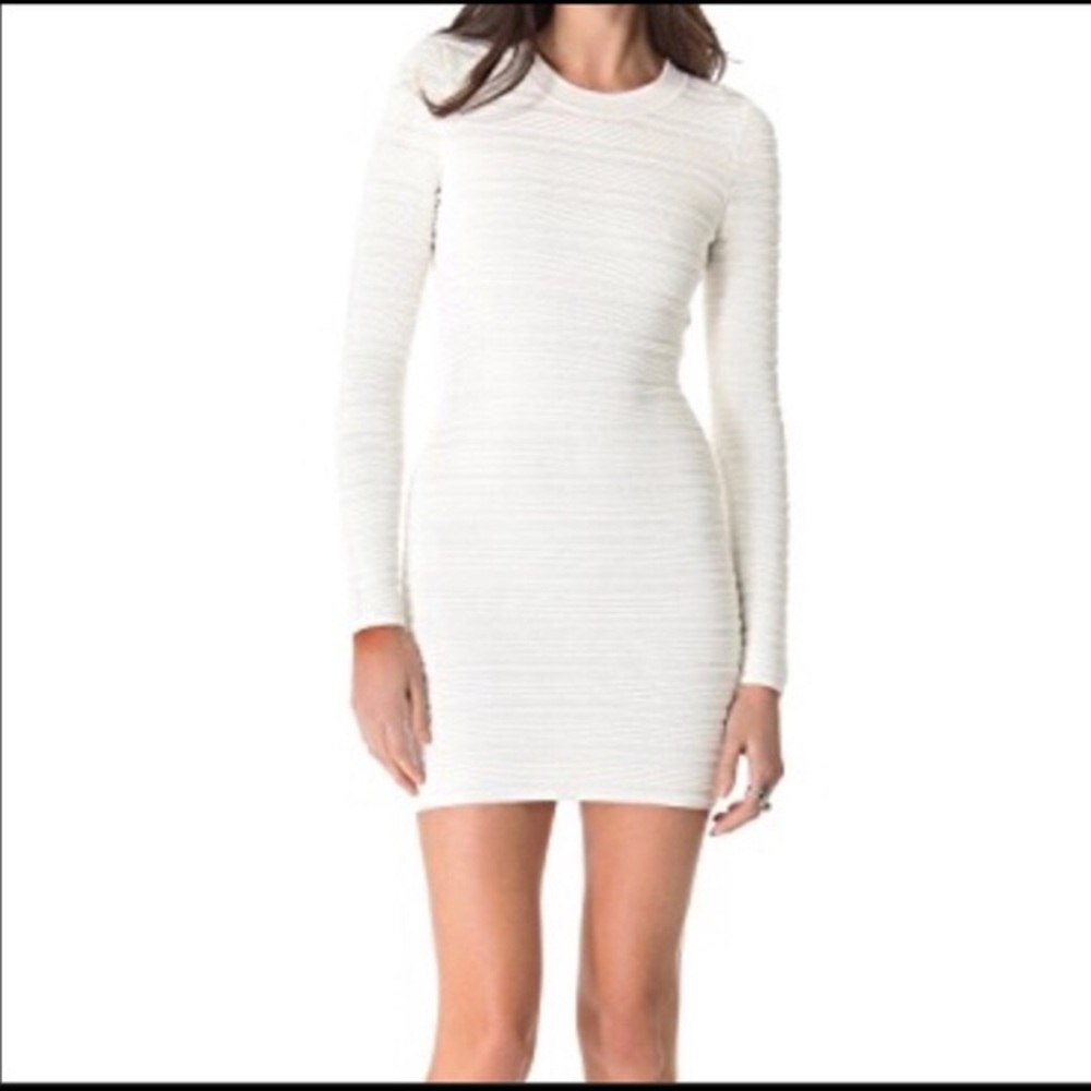 Ronny kobo white long sleeve ribbed dress small